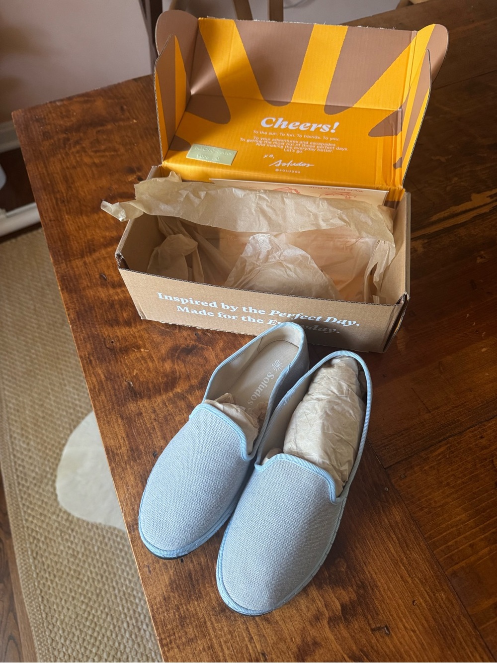 NWT Soludos The Venetian Flat, Light Blue Slip-On Espadrilles